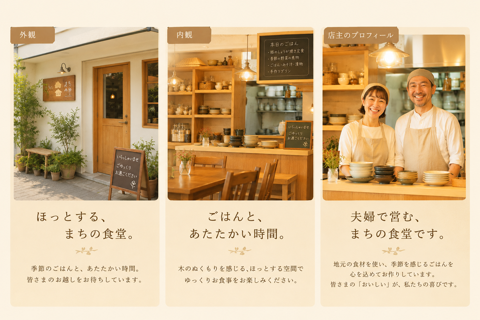 ただいま食堂 — 外観・内観・店主